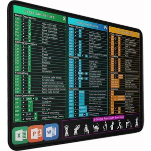 Excel Shortcuts  Pad, Large  Pad with Double Stitched Edges, 14.9 x 11.7 inches -Textured &  Mousepad, Nonslip  Rubber Base Mousepad for Laptop,, Office