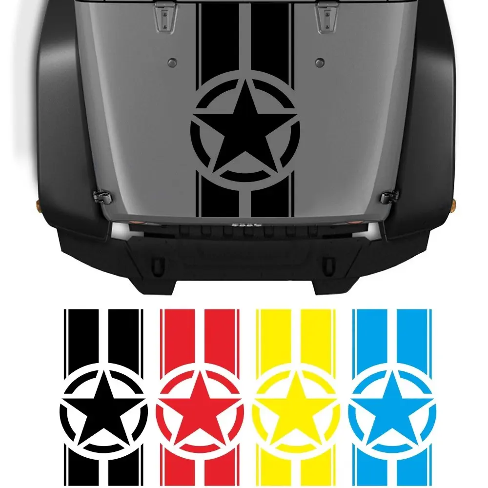 Vinyl Engine Hood Decal, Star Stripe Design, Vehicle Exterior Decoration, Waterproof Universal Car Truck Sticker, DIY Automotive Body Wrap, Off-Road Vehicle Front Cover Mod Kit, Automobile Decals, Decals For Vehicles