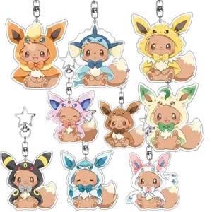 Anime Cute Sweet Eevee Glaceon Umbreon Flareon Cartoon Acrylic Keychain Kawaii Backpack Charm Keyring Gifts Toys for Friends