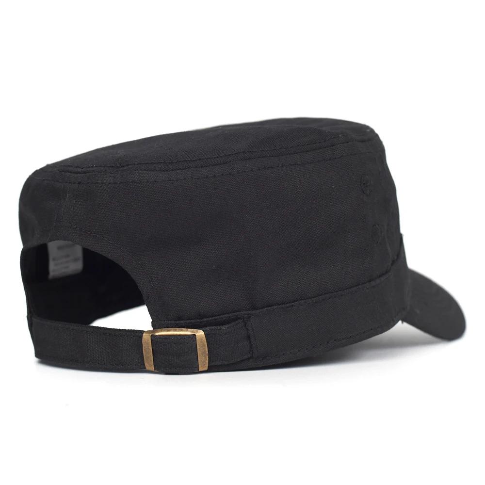 Waxed Canvas Cotton Military Caps Men Waterproof Cadet Army Cap Unique Design Vintage Flat Top Hat