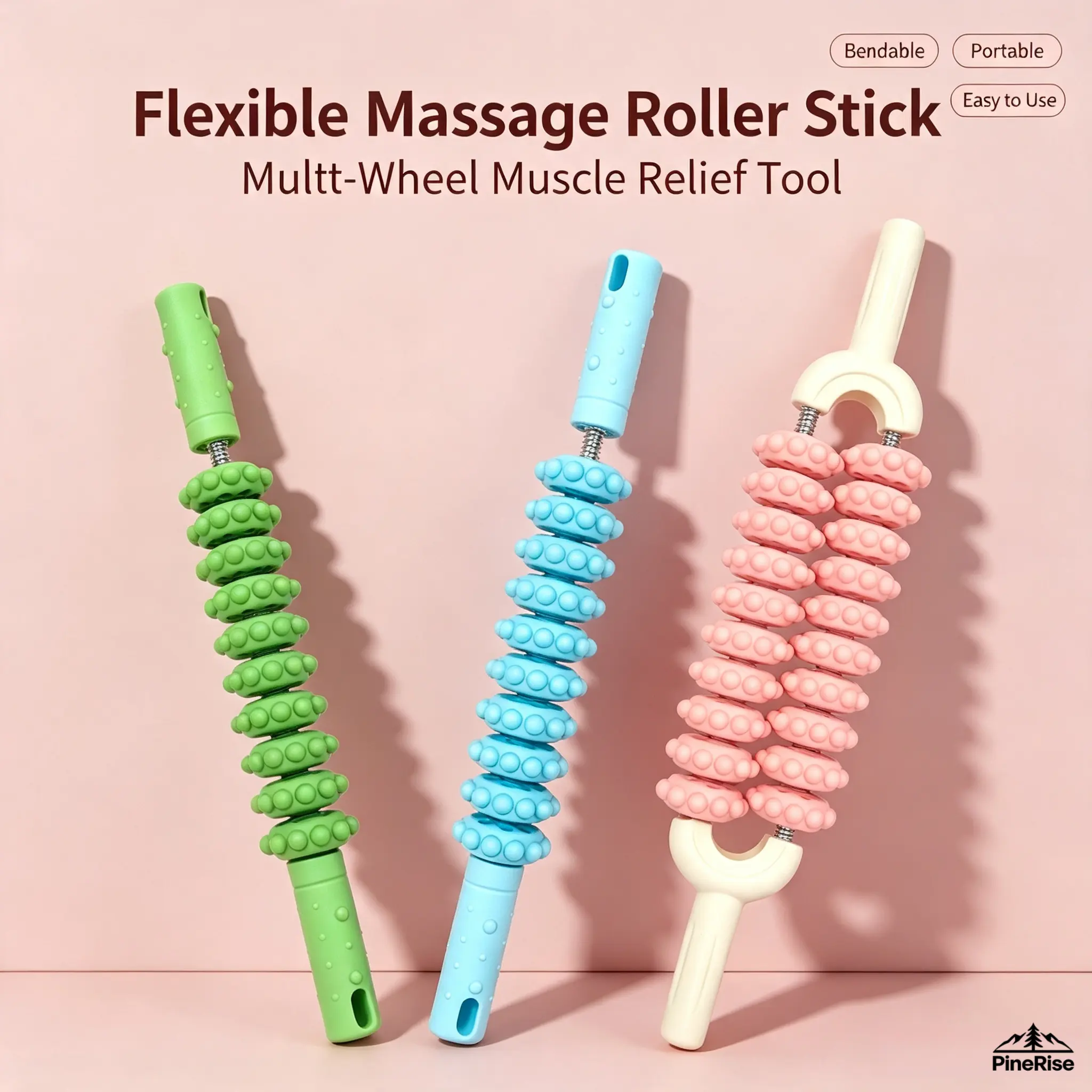 Multi-Wheel Massage Stick Muscle Roller Leg Relief Tool Spiky Foam Roller For Calf Massage Portable Leg Clamp Roller For Sore Muscle Relief Great For Post-Workout Stretch Fascia Release Home Fitness And Outdoor Training Muscle Recovery For Men Women