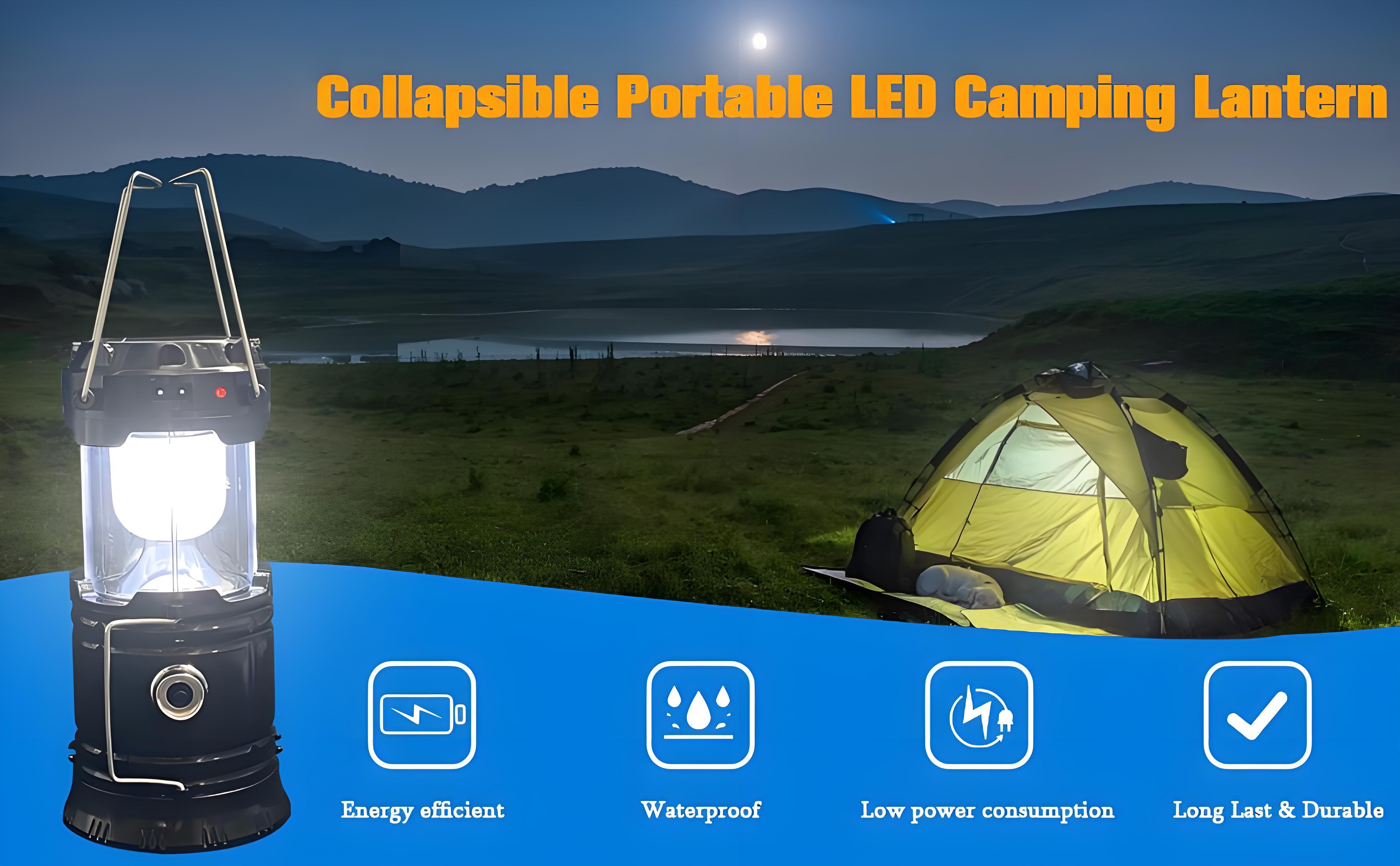 4-Pack Solar Camping Lantern, Collapsible LED Solar USB Rechargeable Lantern Flashlight Emergency Hanging Lights for Camping Hurricanes Power Outages Indoor Outdoor