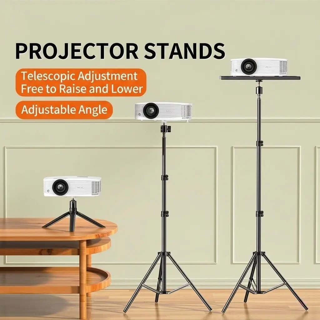 Portable Tripod with Gimbal, Adjustable Height Desktop Projector Light Stand, Home Office Dual Use, Projector Camera Accessories