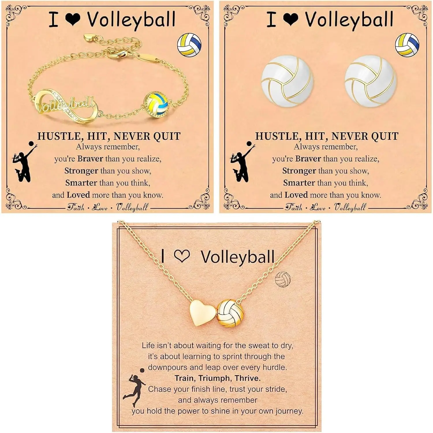 Volleyball/Softball/Basketball Earrings Necklace Bracelet Set,    Pendant for Women Men  Fan Gifts for Athletes  Players