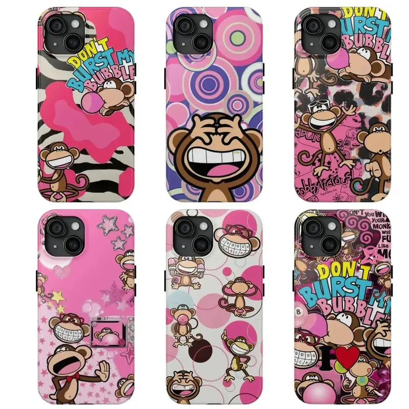 Monkey Don't Burst My Bubble Two-In-One Drop Resistant Shockproof Phone Case for iPhone 11 to iPhone 17 All Series Including Pro,Pro Max,Plus,Air,16e
