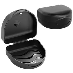 Retainer Case Denture Case: BVN Orthodontic Dental Case, Slim Braces Case, Mouth Guard Case, Denture Box, Teeth Aligner Case, Night Guard Case Container Storage Holder Black