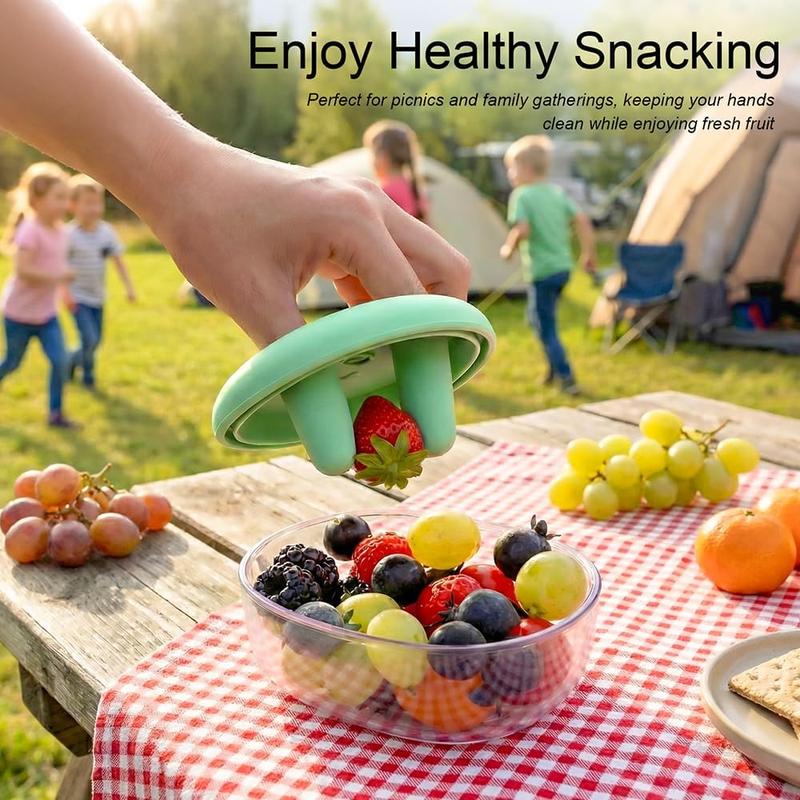 1 PC 2-In-1 No-Mess Snack Container with Fingertip Cover, Reusable Leak Proof Food Storage, Ideal for Travel Camping Outdoor Party
