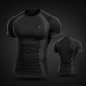 Unisex Athletic Compression Shirt, Short Sleeve Workout Top for Men Women, Black Slim Fit Training Tee, Lightweight Stretch Gym T-Shirt for Running, Fitness, Yoga, Basketball, Cycling, Outdoor Sports, Quick Dry Base Layer Activewear Shirt Gym Wear