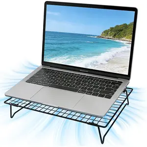 Laptop Cooling Pad Stand with Cooling Mesh, Height Adjustable Metal Laptop Stand for Desk, Notebook Riser Fits  10-16 Inch Laptops