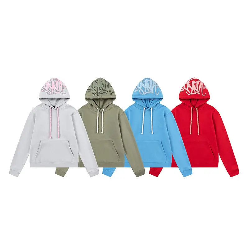SYNAWORD Hip Hop Streetwear 2‑Piece Tracksuit, Oversized Loose Fleece Lined Hoodie Sweatshirt & Sweatpants Set, Trendy Casual Warm Pullover Hooded Matching Outfit for Street Daily Going‑Out Wear