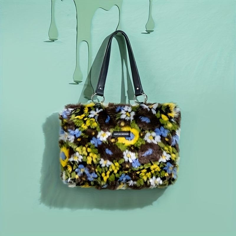 's New Vintage Elegant Minimalist Large Capacity Tote Bag, Fashionable And Versatile Shoulder Bag, Comfortable Fuzzy Fabric, Perfect Gift for Holiday, Holiday, Easter, And Holiday, Best for Holiday, Perfect for Holiday