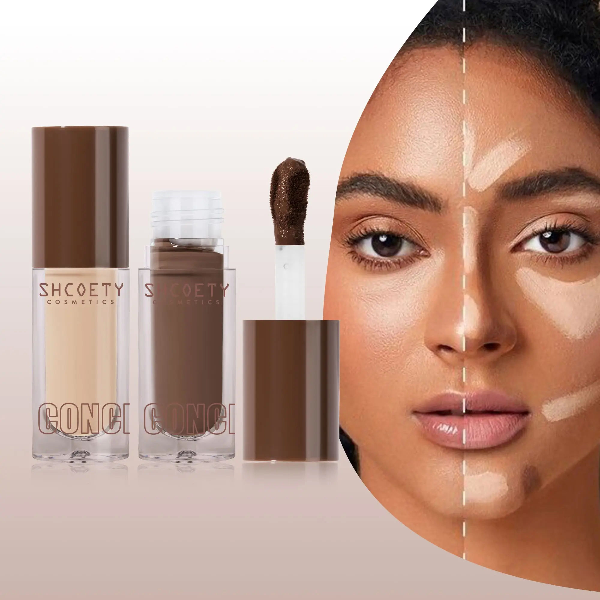 6 Shades Liquid Concealer Contour, Concealer Makeup, Full Coverage Long Lasting Under Eye Concealer, Smooth Lightweight Formula, Buildable Coverage for Dark Circles Blemishes & Contouring