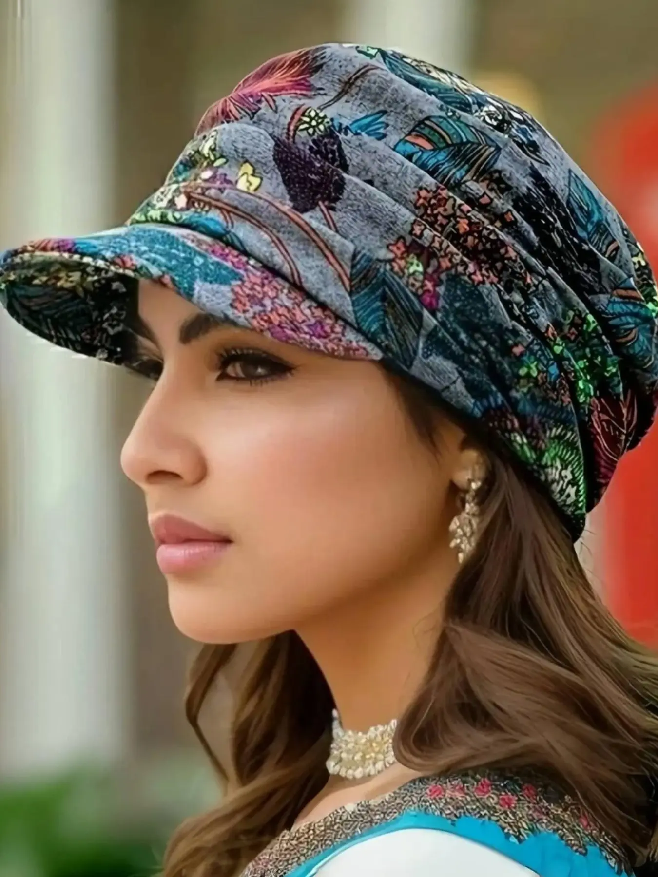 Vintage Floral Print Newsboy Cap, Classic Pleated Sun Hat, Lightweight Women's Pointed Top Hat, Fashionable and Stylish Headwear, Casual Summer Hat, Dress Up Hat