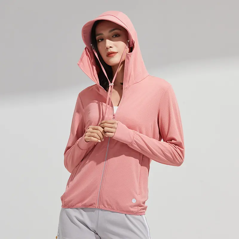 2026 New Women's Ice Cool UV Protection Jacket - 13cm Wide Detachable Hat Brim, Full Zip Face Coverage, Finger Hole Cuffs, Hidden Hair Hole, Elastic Breathable, Multi Colors for Fishing & Outdoor Sports