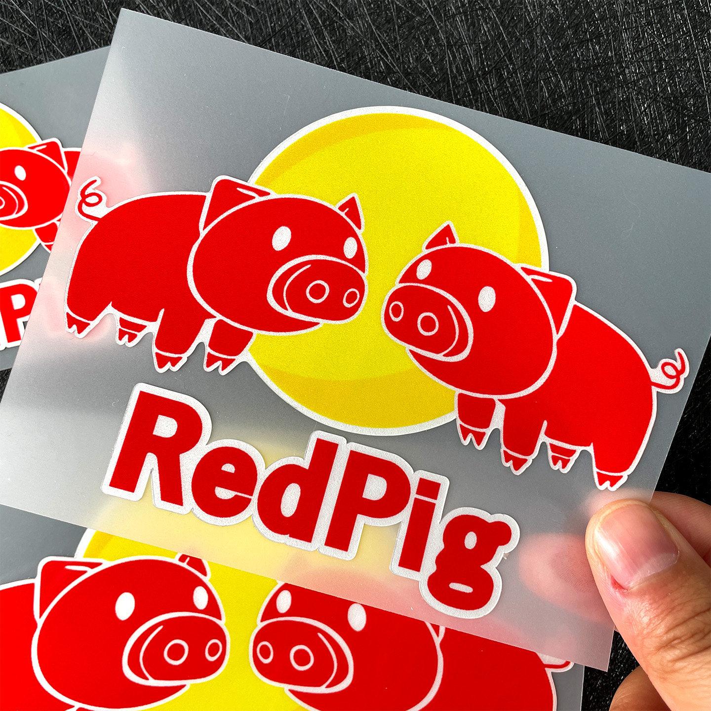 Red Pig Funny Car Sticker  Waterproof Decal for Electric Motorcycle Bike Helmet DIY Decor