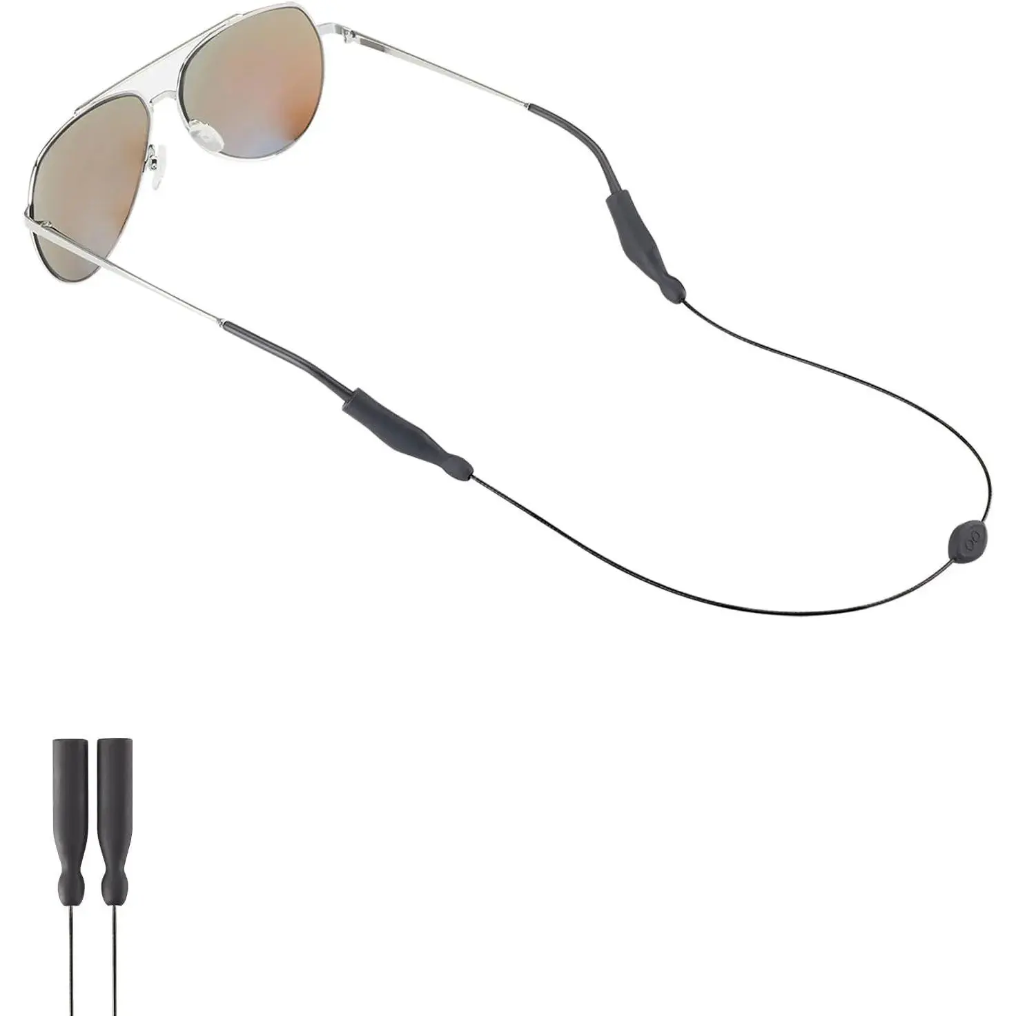 Glasses Strap - Sunglasses Strap Eyewear Retainer, No Tail Wire Eyeglasses Straps Eyewear String, Sunglass and Glasses Holder for Men, Women, Kids (1pcs Black)