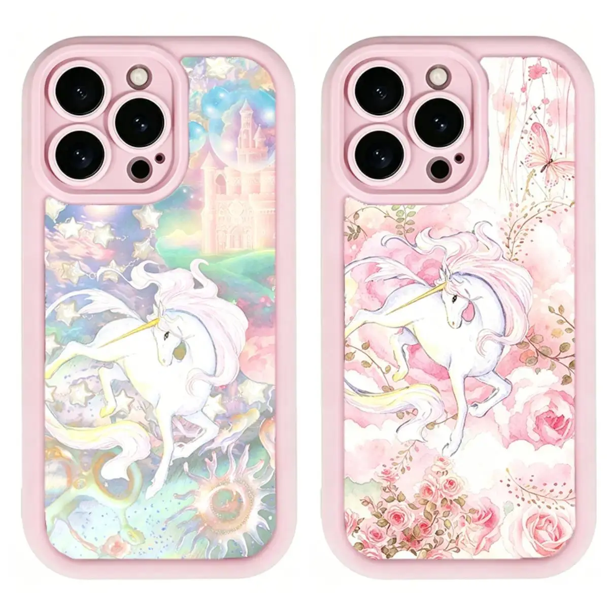 Y2K Fantasy Unicorn Retro Dreamy Floral Unicorn Themed Phone Case Premium Texture Anti-Drop For IPhone 17-11, Pro Max, Pro Plus, and Samsung S26-22 Protection Safety
