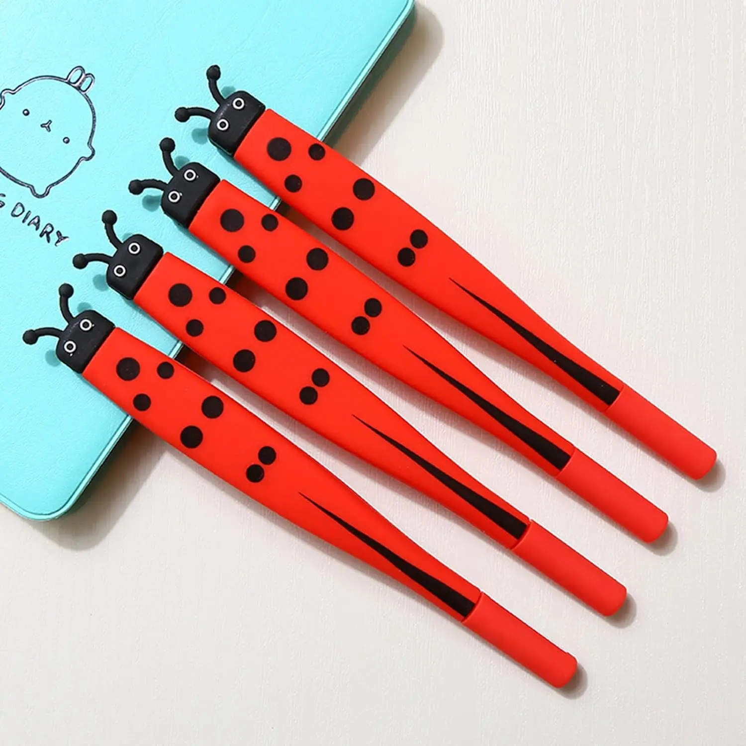 Novelty 5 count Ladybug Pens  Pens Cute  Pen  Gel Pen Black Ink plus 10 Refills Durable Stationery for at School  Party