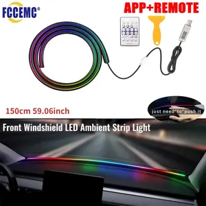 Car LED Ambient Light USB Acrylic Strips 110cm Full Colors RGB Car Interior Hidden App Remote Control Atmosphere Lamp