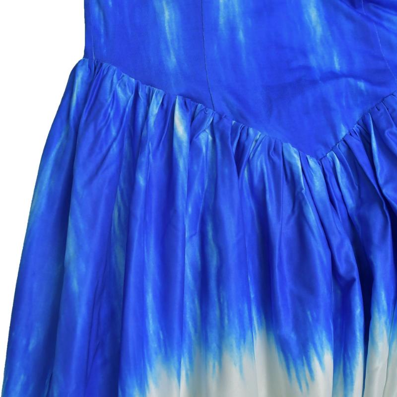 Women's Y2K Blue & White Tie-Dye Halter Neck Maxi Dress - A-Line Floor-Length Beach Dress with Back Tie Closure, Semi-Sheer Sleeveless Design for Vacation, Travel, Daily Outfits - All-Season Casual to Formal Events (Machine Washable) - Turq