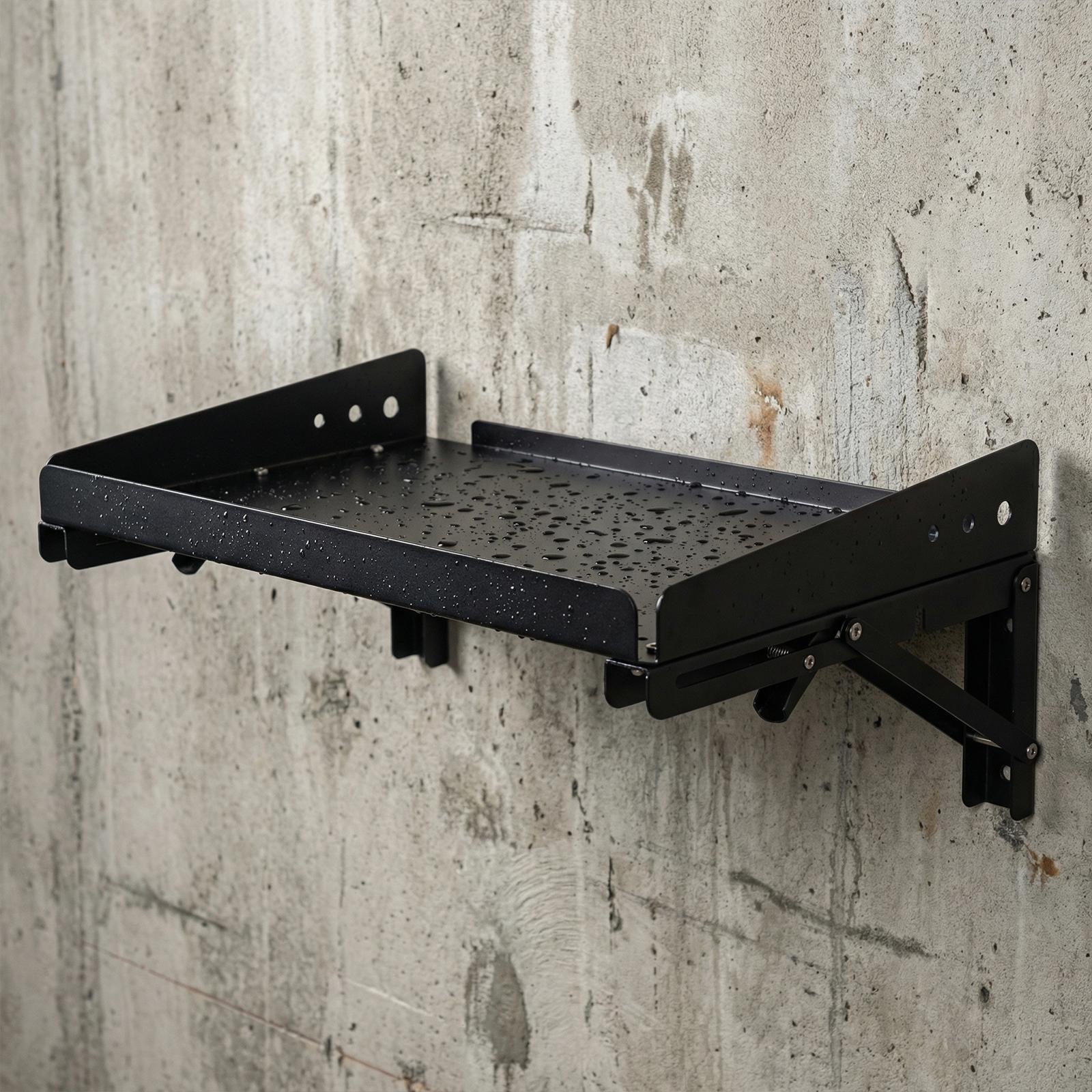 2 Pack Wall Mounted Folding Storage Rack Shelves Heavy Duty Adjustable Rail Shelf with Lip for Garage Kitchen Laundry Room Workshop