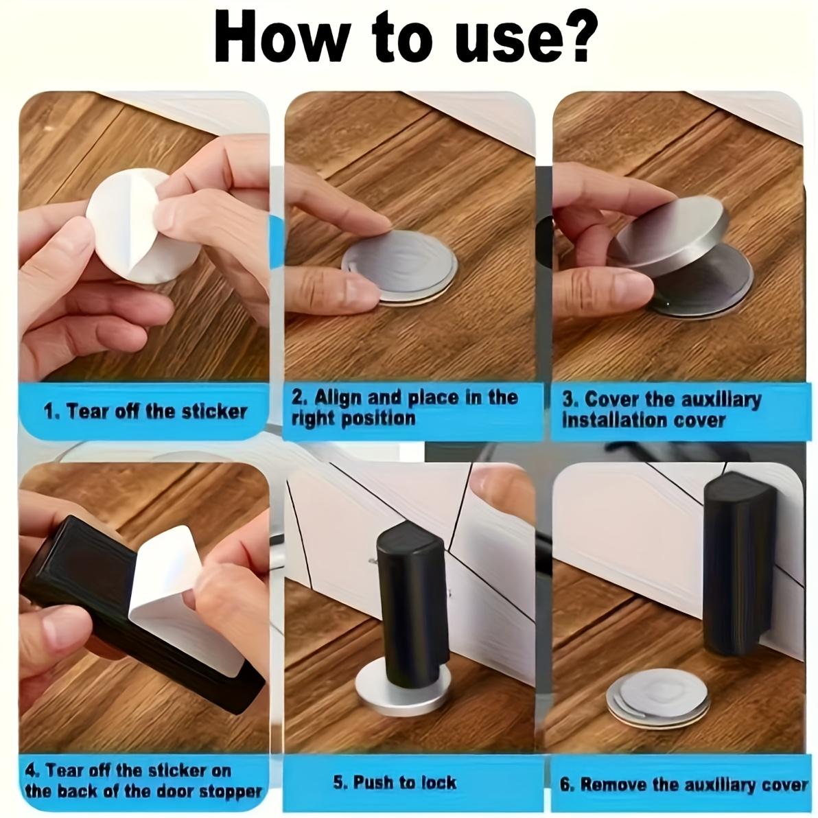 Set of 2 Durable Magnetic Door Stoppers - Easy to Install Without Drilling, Adhesive Backing, Protects Doors from Collisions, Available in Black, White, And Gray, Featuring a Unique Design, And Can Be Firmly Secured