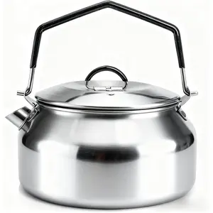 1L Camping Kettle, Portable Outdoor Campfire Kettle, 304 Stainless Steel Camp Tea Coffee Pot, Lightweight Fast Heating Open Fire Water Boiler for Hiking Backpacking Bushcraft Picnic Travel