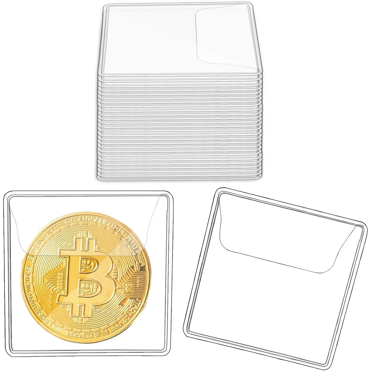 150 count Single Pocket  Flips Clear  Collector Protectors Individual Plastic Sleeves Holders Small  Pouch for  Storage  Collectors (2.2 x 2.2 Inch) (Rectangular)