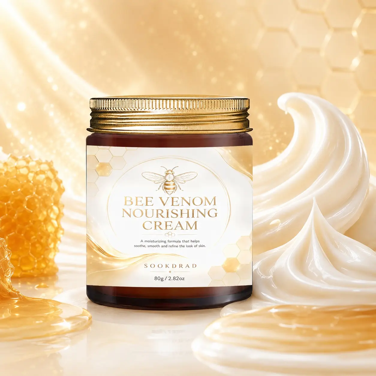 Bee Venom Nourishing Cream, Bee Venom Extract, Moisturizing Care, Soothes Skin, Smooths Skin, Refines Skin Appearance, All Skin Types, 80g