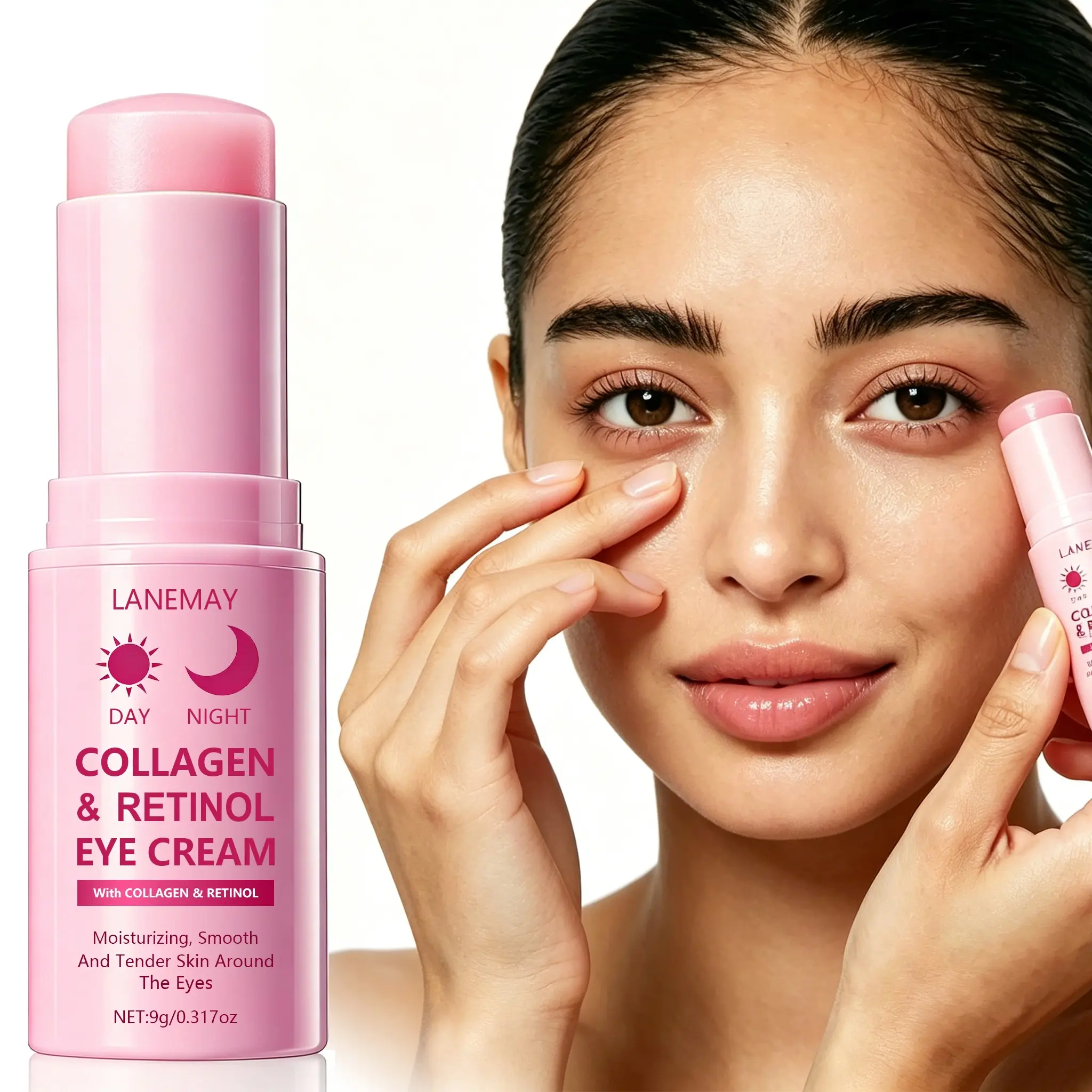 9g Collagen & Retinol Moisturizing Hydrating Eye Cream with Collagen, Retinol - Firming & Plumping, Reduces Fine Lines, Smooth, Long-Lasting Hydration, Brightening Eye Area - For Eye Laxity, Fine Lines, Dullness, Day & Night Use