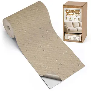 4 x 79in Canvas Repair Patch, Self-Adhesive  Canvas Fabric Repair Tape, Couch Patch Kit for Bag, Boat Cover, Awning, Sofa, Chair, Couch, Tent Repairing, Beige