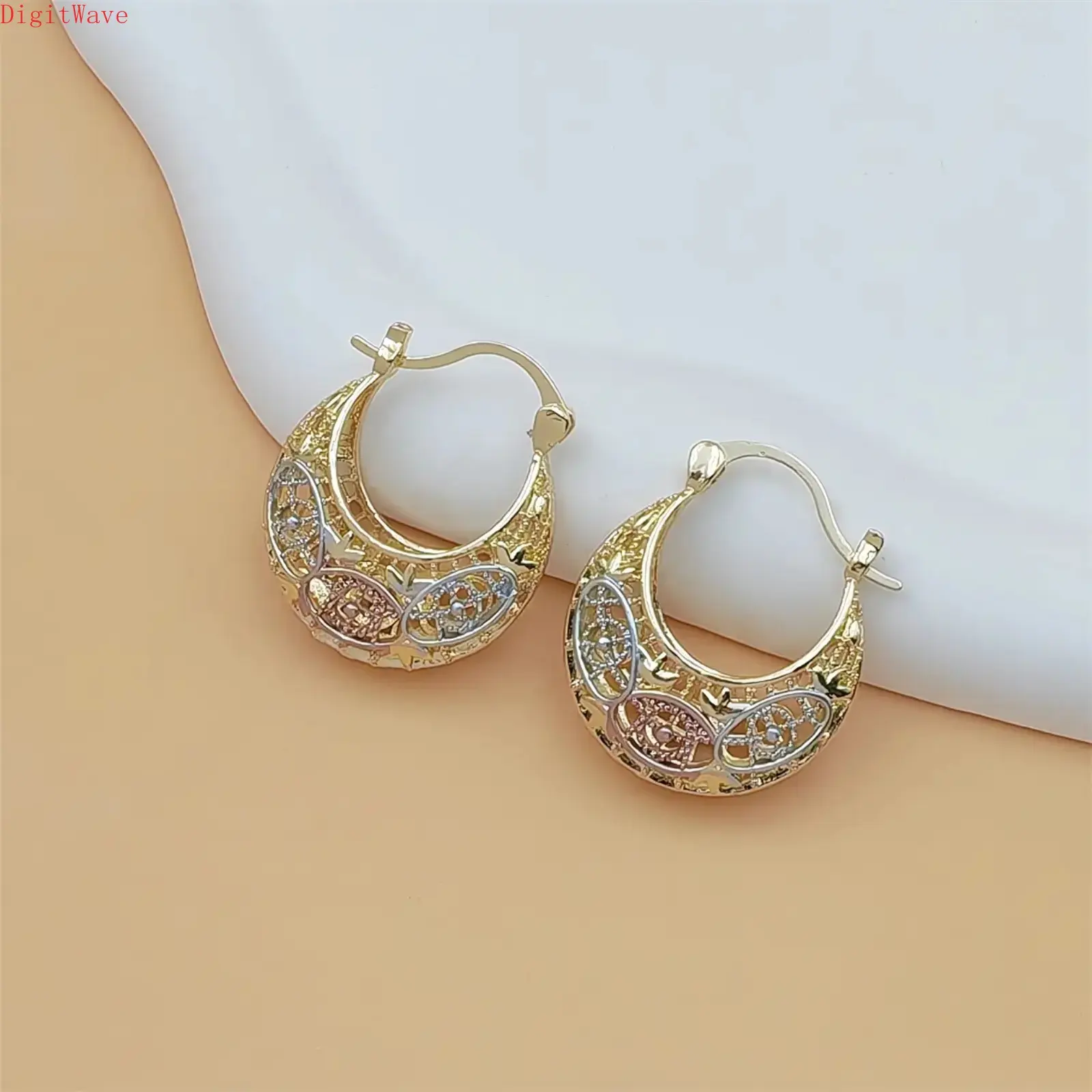 Women’s 14K Gold Plated Tri‑Color Evil Eye Hoop Earrings, Filigree Basket‑Style Protection Amulet Jewelry, Hypoallergenic Trendy Statement Accessory, Ideal for Daily Wear, Date Nights & Meaningful Casual Gift for Ladies