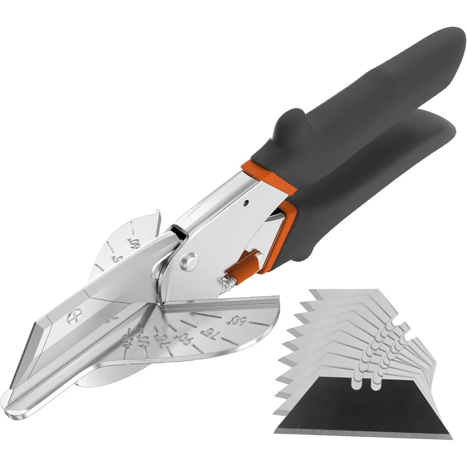 Multi-Angle Miter Shear with 10 Blades, 45-135 Degree Scissors for Wood Trim, Quarter Round and Crafting