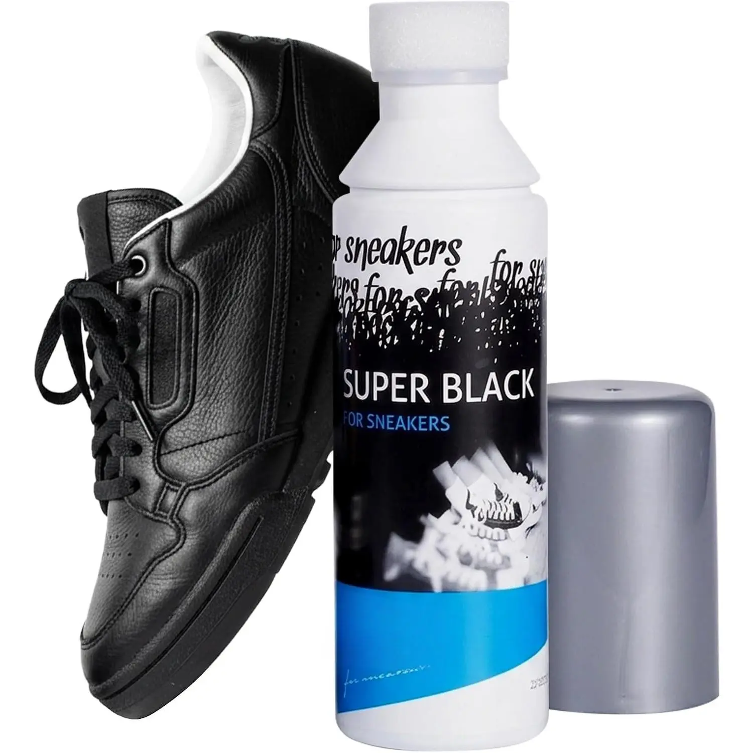 Super Black Colour Restore for Sneakers and Casual Shoes, Leather and Textile - 75ml - 2.53 fl oz. - Black