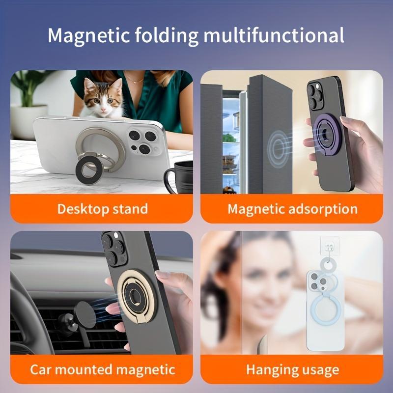 Magnetic Phone Ring Holder & Adjustable Kickstand, Double-Sided Magnet Grip Compatible with iPhone 16 15 14 Series and MagSafe Cases Magnetic Phone Ring Holder & Adjustable Kickstand, Double-Sided Magnet Grip Compatible with iPhone 16 15 14 Series and MagSafe Cases