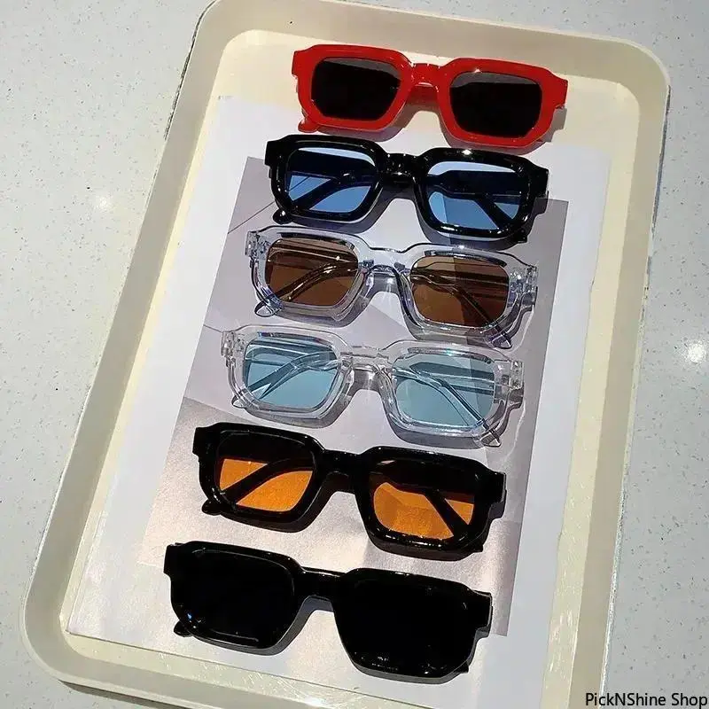 Men's & Women's 6pcs Retro Rectangle Frame Sunglasses - UV400 Protection Lens, Luxury Design Eyewear, Classic Style, Fashion Accessories, Summer Outfits, Vacation Essentials