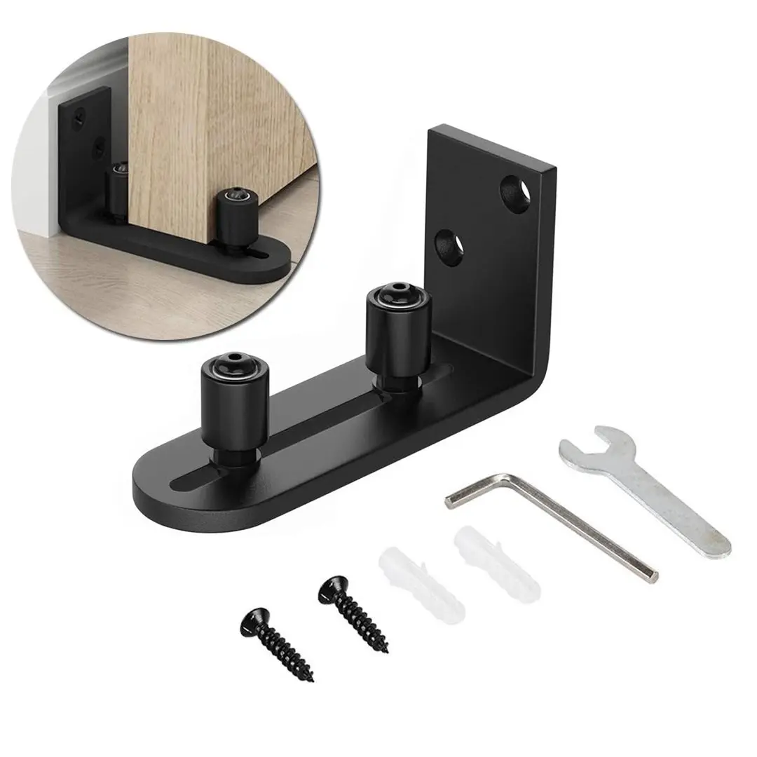 Sliding Barn Door Floor Guide Set (7pcs/set), Adjustable Double Roller Rails, Durable and Easy to Install, Perfect for Smooth Barn Door Sliding, Hardware Floor Guide Kit