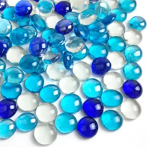 1LB Flat Glass Marbles for Vase, 100 count  Blue Color Glass . Glass Rocks for Vase Fillers Fish  Crafts  Pot Candle Bird Fountains and Wedding Decor