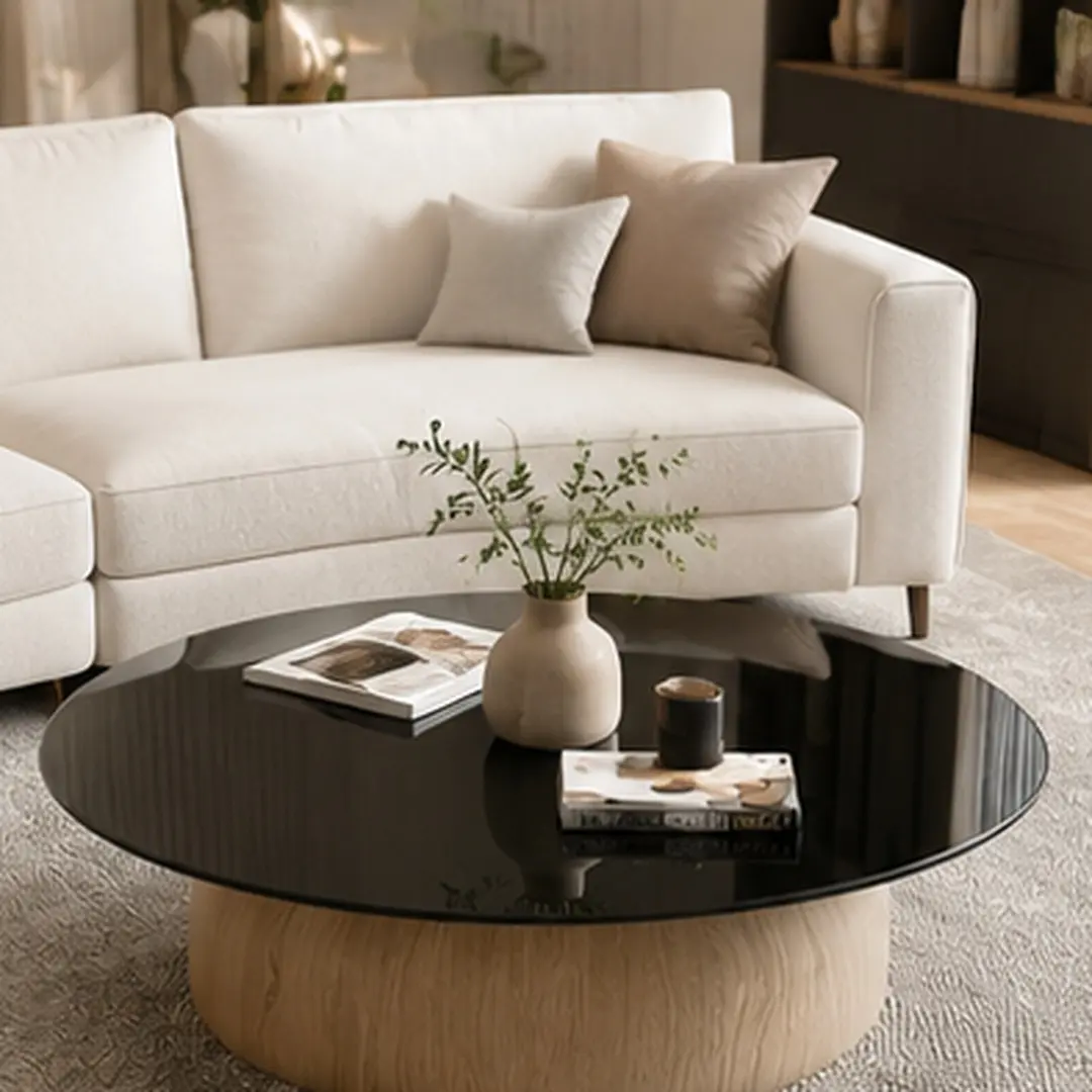 ARCH 30-Inch Round Black Tempered Glass Table Top - 1/4-Inch Thick Polished Edge Modern Impact Resistant Replacement for Living Room Coffee Tables, Outdoor Patio, Hotels