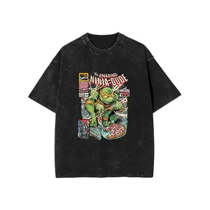 Vintage Acid Washed Ninja Turtle Mikey Comic Graphic Tee Distressed Oversized Retro Cartoon Street T-Shirt Unisex# VintageCartoonTees# DistressedStreetwear# NinjaTurtleMerch# OversizedShirts# 90sNostalgiaOOTD