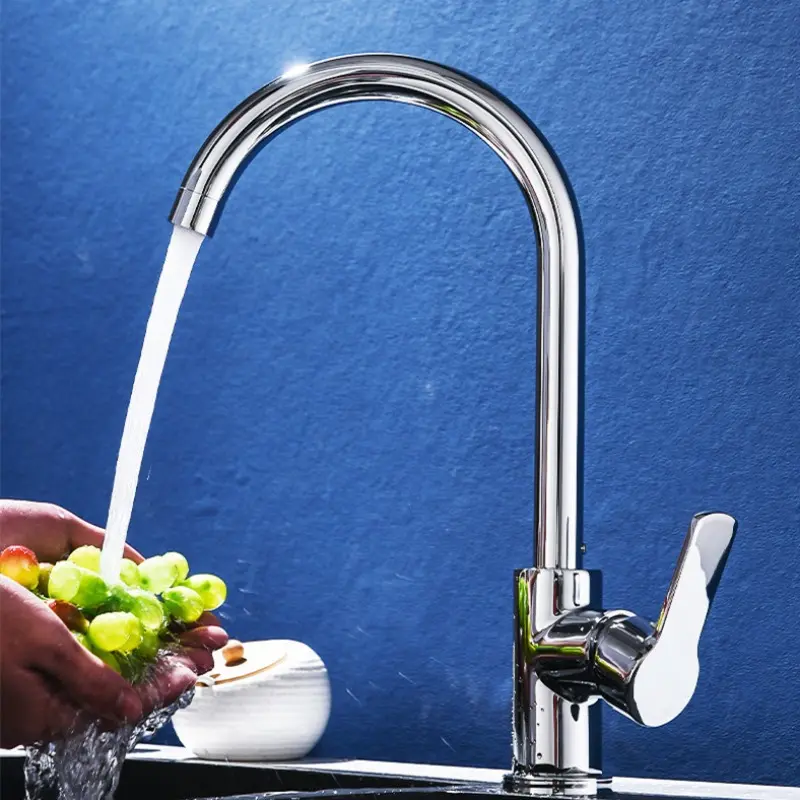 Full Copper Valve Switch Kitchen Sink Faucet, Single Handle Cold Hot Water Mixer Tap, Loft Bathroom Faucet, Durable and Stylish Design