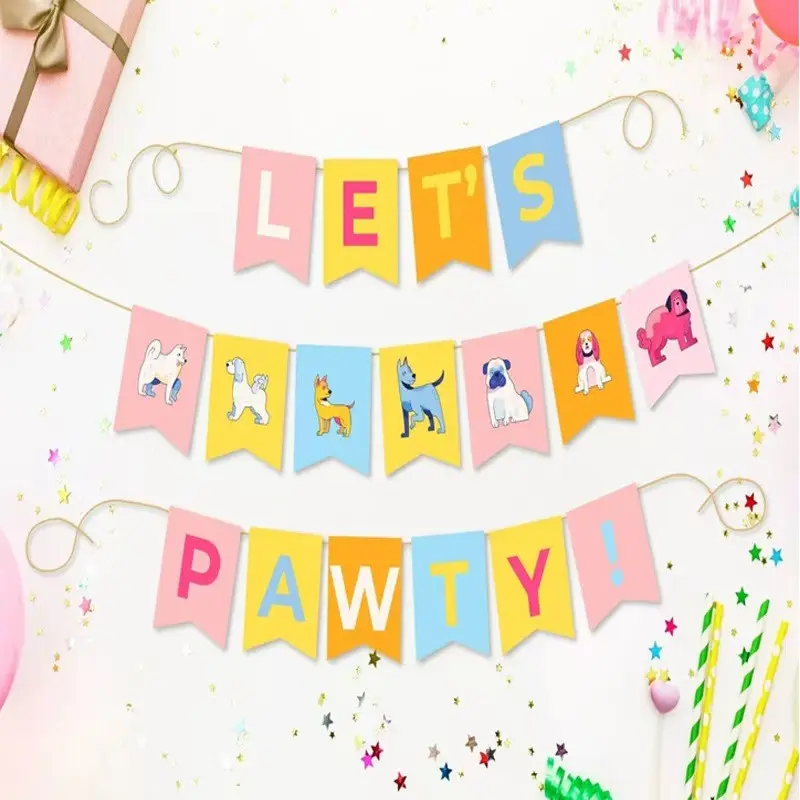 17pcs Dog Party Theme Banner Set, Puppy Birthday Decoration Kit, Fun Gathering Scene Decorations, Perfect for Parties & Celebrations