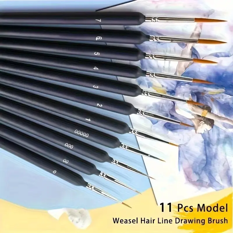 11pcs Ultra-Fine Professional Paintbrushes, Durable Mini Oil Brushes for Watercolor, Oil Painting, Acrylic Art, Precision Drawing Tools