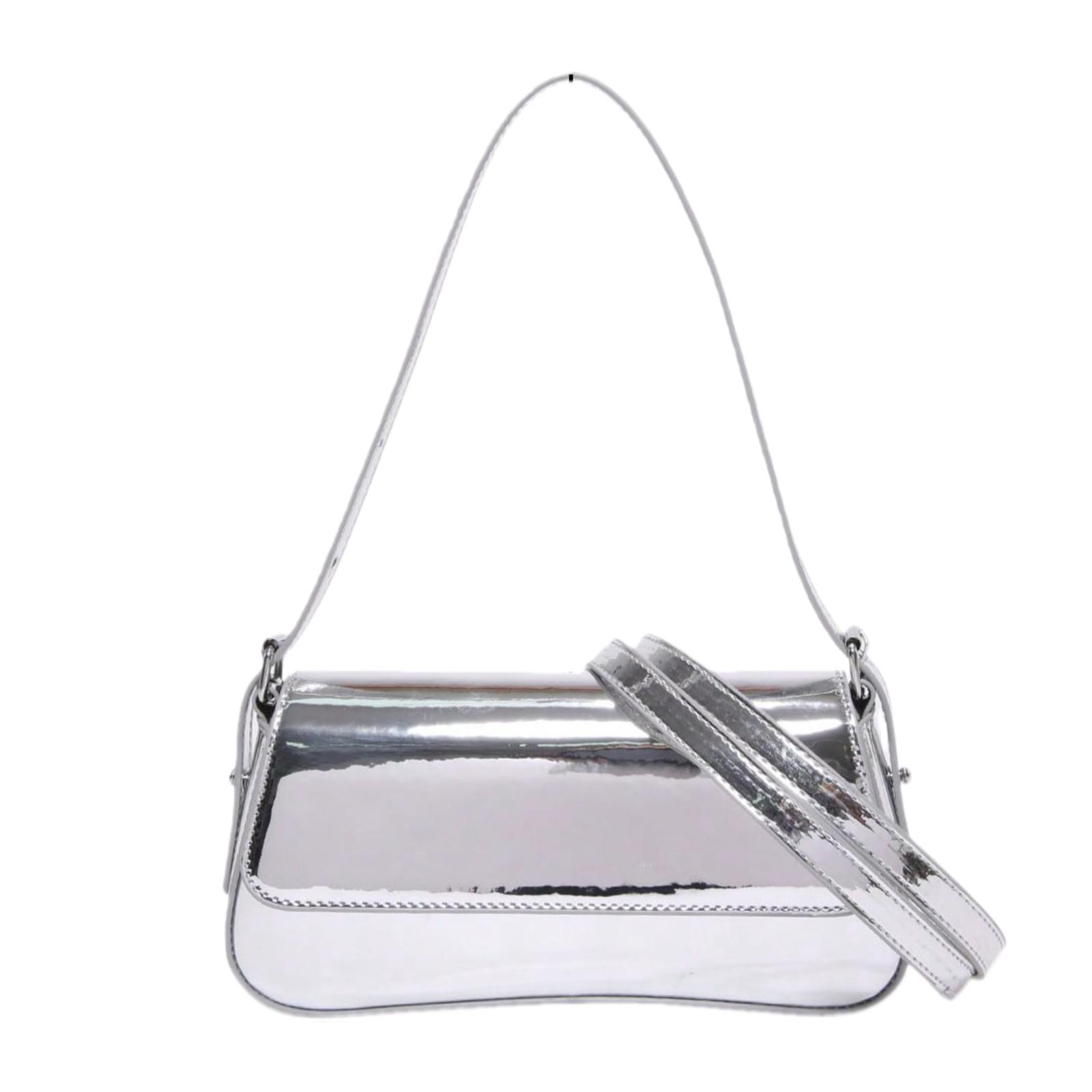 New Solid Color PU Material Shoulder Bag, Texture Luxury Style Crossbody Bright Evening Clutch Bag with  Fashionable and Unique Short Arc Design Equipped With Vest Buckle Handbag Work Bag Dinner Bag Handbag Suitable for Woman