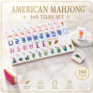 Sturdy 4-Layer Acrylic Hand Shuffle Mahjong Set, 160 Standard American Tiles, Indoor Leisure Game for Daily Relaxation, Holiday Gifting