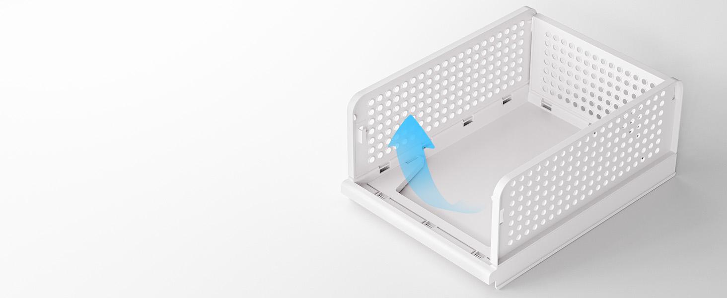 SNSLXH 5 Pack Stackable Closet Storage Basket, Multifunctional & Foldable Closet Organizer for Bathroom Kitchen Laundry Room Wardrobe Storage, Space-Saving Clothes Storage Drawer Organizer, White