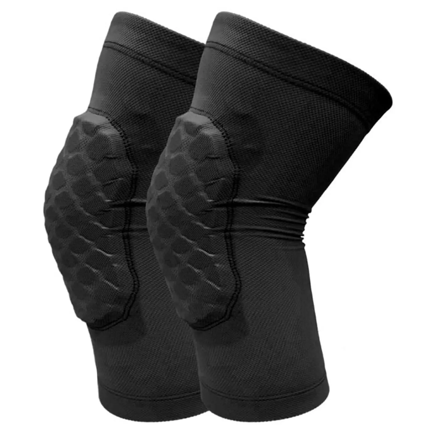 Multi-Sport Protective Pads & Sleeves (2 Pack) - Breathable Fit Honeycomb EVA for Youth Boys & Girls, Ideal for Basketball, Volleyball, Wrestling (Black, Large), Two Pack