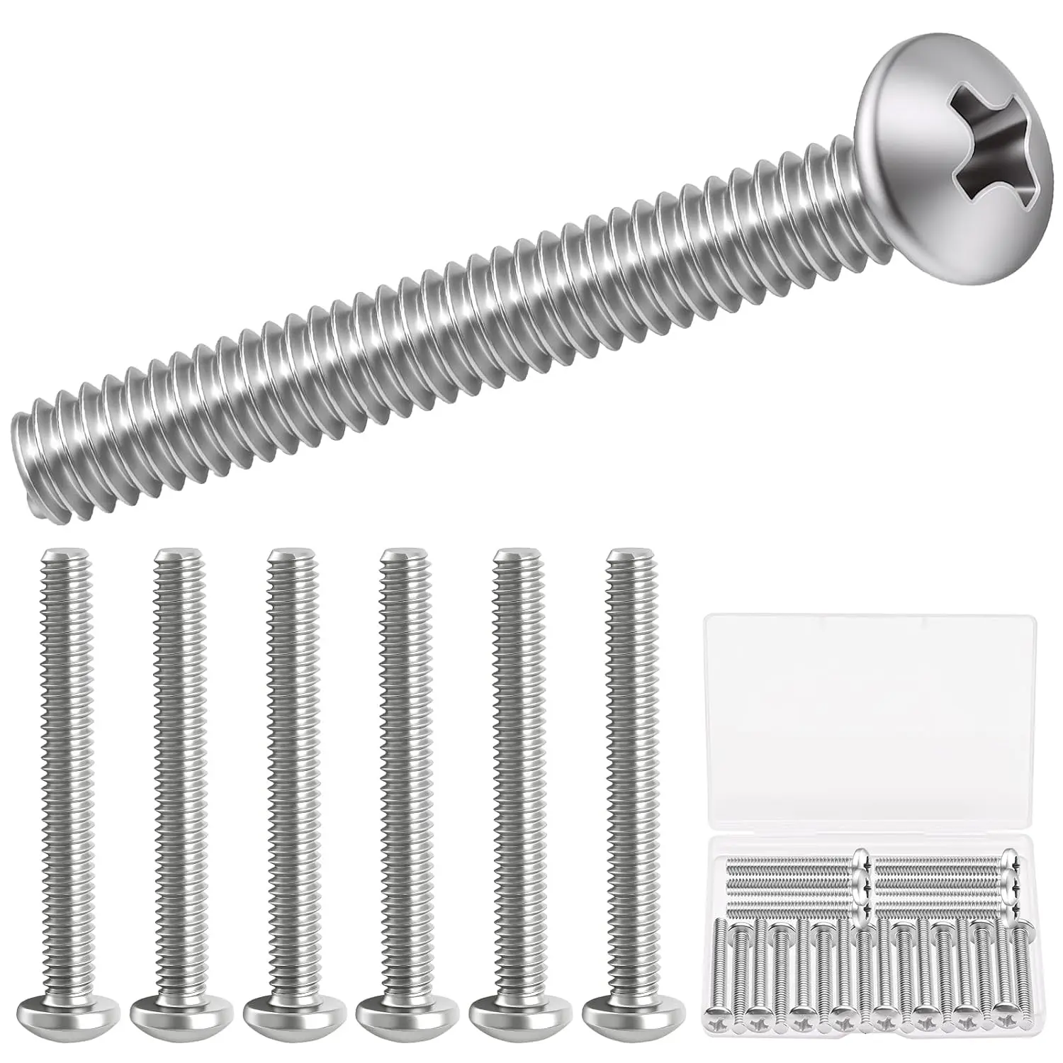 /30PCS Machine Screws #8-32x2 inch Long,304 Stainless Steel Phillips Pan  Electricians Screws for Knob and Pull Installation,Cabinet Door and Drawer Screws, Receptacles Mounting Screws