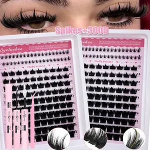 Manga Fluffy Eyelash Clusters, Spiked and Lower DIY Dramatic Lashes, Mixed Lengths 6–21 mm for Natural Yet Dramatic Cat Eye Look, Reusable False Eyelashes, Falsies Eyelash Extension