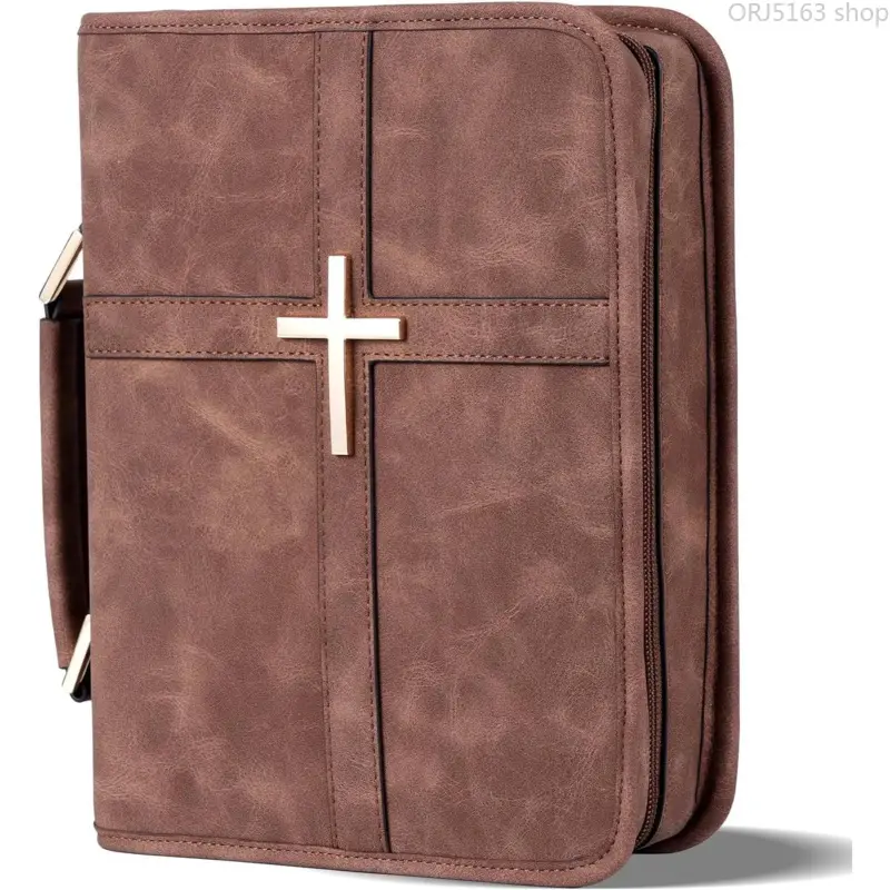 Cross Pattern Book Storage Bag Portable Handheld Book Cover, Lightweight Book Protector Case, Fashion Carry Pouch for Travel Bible Notebook Magazine, Dustproof Book Sleeve for Daily Commute Outdoor Trip Religious Scriptu,Touchscreen,Winter,,elastic,waist,